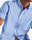 Ocean Blue Micro Gingham Short Sleeves Poplin Shirt